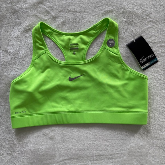 Nike Pro Sports Bra XL Volt Green Dri-Fit Medium Support NWT - Picture 9 of 9